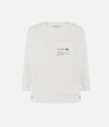 Elisabetta Franchi Fleece Top With Details In Poplin Fabric Clothing In White
