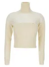 Elisabetta Franchi Milk Cropped Turtleneck Sweater In Neutral