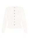Elisabetta Franchi Ribbed Buttoned Cardigan In White