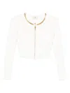 Elisabetta Franchi Chain-trim Diamond-pattern Cardigan In White