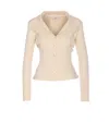Elisabetta Franchi Fabric-stitch Wool Blazer Blazers White In Pink