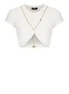 Elisabetta Franchi Knitted Crop Top In White