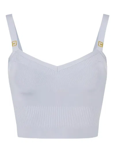 Elisabetta Franchi Sweetheart Logo-detail Top In Blue