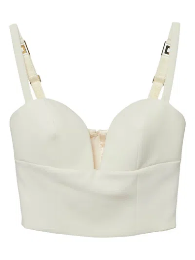 Pre-owned Elisabetta Franchi Sweetheart-neck Crop Top In Neutral