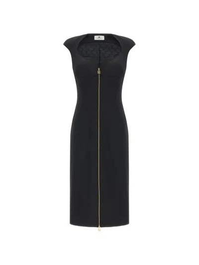 Elisabetta Franchi Ferragamo Leather Slingback Pumps In Black