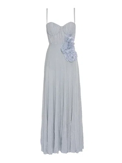 Elisabetta Franchi Sweetheart Neckline Maxi Dress In Blue