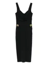 Elisabetta Franchi Sleeveless Round Neck Mini Fitted Chain Dress In Black