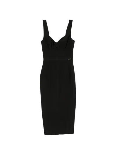 Elisabetta Franchi Sweetheart-neck Panelled Midi Dress In Black