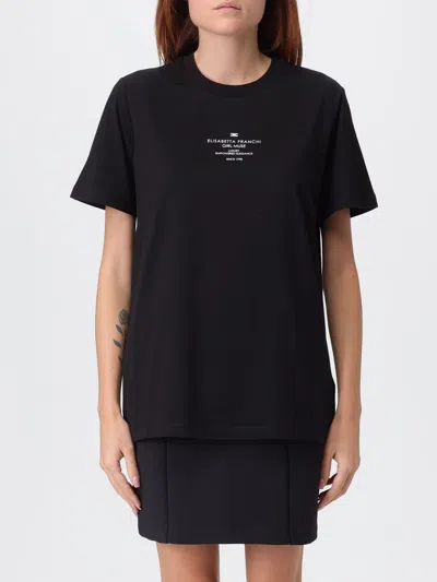 Elisabetta Franchi Crew Neck T-shirt In Black