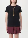 Elisabetta Franchi Crew Neck T-shirt Gold Chain Detail In Schwarz