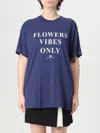 Elisabetta Franchi Slogan-print Cotton T-shirt In Blue