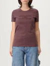 Elisabetta Franchi Crew Neck T-shirt With Print In Burgundy