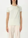 Elisabetta Franchi Jersey T-shirt With Jewel Brooch In Green