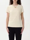 Elisabetta Franchi Jersey T-shirt With Bow Necklace In Lemon