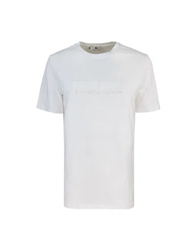 Elisabetta Franchi T-shirt In Jersey Con Logo Ricamato E Strass In White