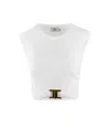 Elisabetta Franchi T-shirt In Jersey Di Cotone Con Logo Gioiello Bianca