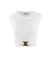 Elisabetta Franchi T-shirt In Jersey Di Cotone Con Logo Gioiello Bianca In White
