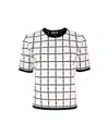Elisabetta Franchi T-shirt In Maglia Bianca A Quadri