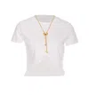 Elisabetta Franchi Fitted Cotton Knit Top With Ruched Detail In White