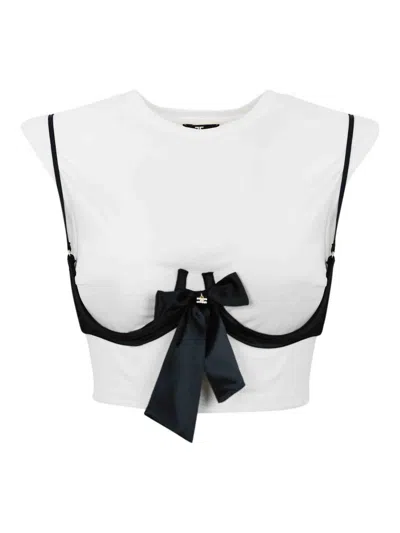 Elisabetta Franchi T-shirt With Bra Accessory In White