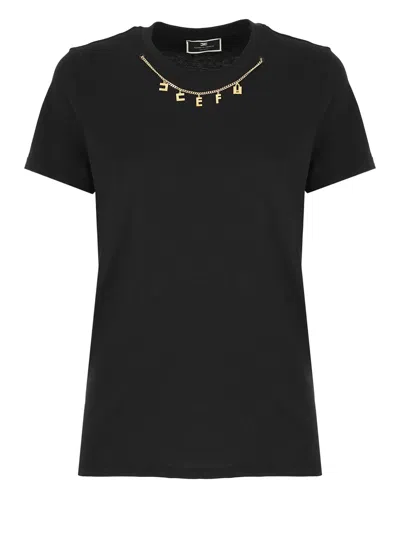 Elisabetta Franchi T-shirt With Charms In Black