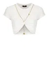 Elisabetta Franchi Knitted Crop Top In White