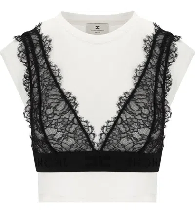 Elisabetta Franchi T-shirt With Lace Bralette