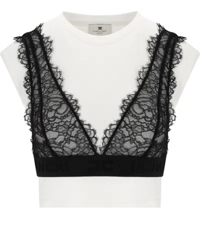 ELISABETTA FRANCHI ELISABETTA FRANCHI T-SHIRT WITH LACE BRALETTE