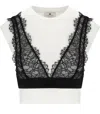 Elisabetta Franchi Blackwhite Bralette T-shirt In Black