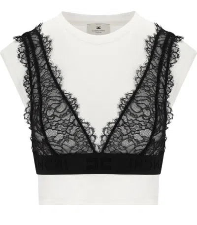 ELISABETTA FRANCHI T-SHIRT WITH LACE BRALETTE