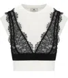 Elisabetta Franchi Blackwhite Bralette T-shirt In Black