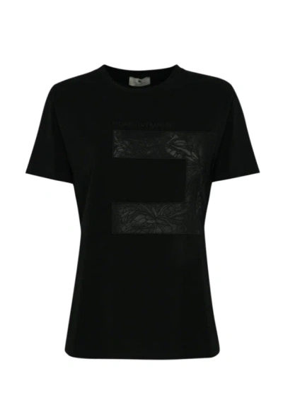 Elisabetta Franchi T Shirt With Macro Logo In Black