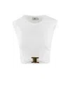 Elisabetta Franchi T-shirt In Jersey Di Cotone Con Logo Gioiello Bianca In White