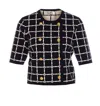 Elisabetta Franchi Cardigan In Jacquard Logo Con Bottoni Dorati