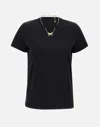 Elisabetta Franchi Crew Neck T-shirt With Gold Necklace Cut-out