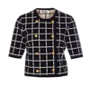 Elisabetta Franchi Geometric Pattern Cropped Jacket In Black