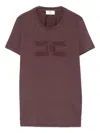 Elisabetta Franchi Crew Neck T-shirt With Print In Burgundy