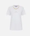 Elisabetta Franchi White Cotton Jersey T-shirt With Necklace Detail In White