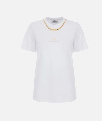 Elisabetta Franchi T Shirt With Necklace In White