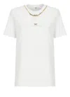 Elisabetta Franchi White Cotton Jersey T-shirt With Necklace Detail In White