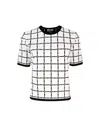 Elisabetta Franchi T-shirt In Maglia Bianca A Quadri In White