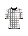 Elisabetta Franchi T-shirt In Maglia Bianca A Quadri In White