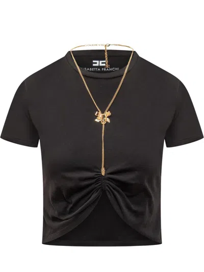 ELISABETTA FRANCHI ELISABETTA FRANCHI T_SHIRT WITH BOW NECKLACE