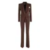 Elisabetta Franchi Single-breasted Blazer And Flared Trouser Set In Brown
