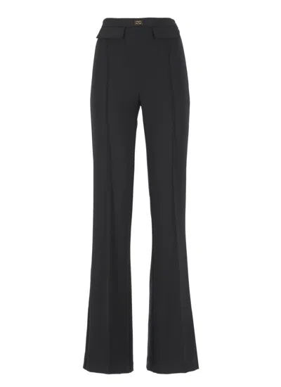 ELISABETTA FRANCHI TAILORED BLACK CRÊPE PANTS