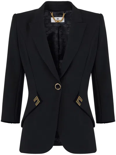 Elisabetta Franchi Tailored Black Jacket With Sharp Shoulders