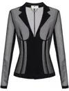 Elisabetta Franchi Tailored Black Jacket With Sheer In Black