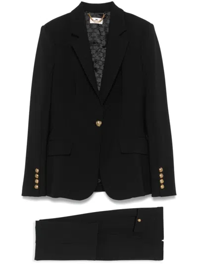 Elisabetta Franchi Tailored Black Suit With Structured Blazer