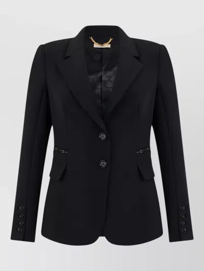 Elisabetta Franchi Tailored Blazer Double Breasted Zips Detail In Black