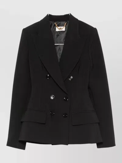 Elisabetta Franchi Tailored Blazer Jacket Buttoned Cuffs Lapels In Black